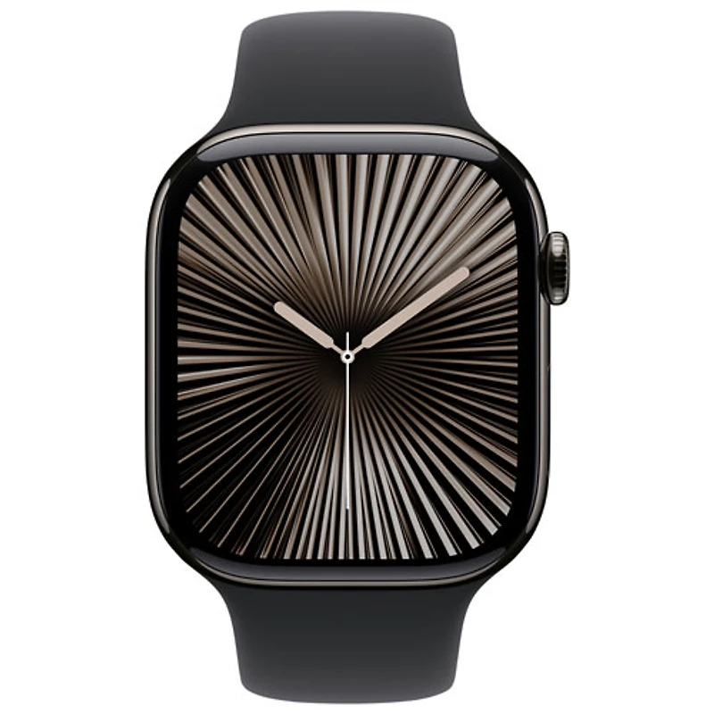 Apple Watch Series 10 (GPS + Cellular) 46mm Slate Titanium Case with Black Sport Band - Small/ Medium