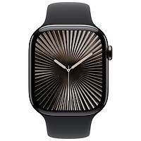 Apple Watch Series 10 (GPS + Cellular) 46mm Slate Titanium Case with Black Sport Band - Small/ Medium