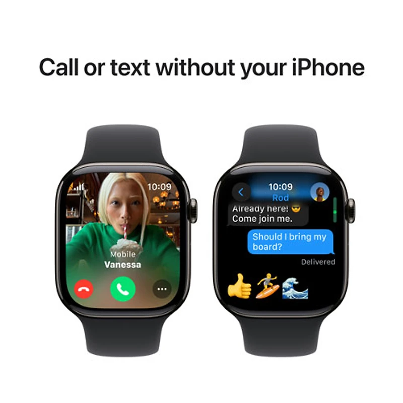 Apple Watch Series 10 (GPS + Cellular) 46mm Slate Titanium Case with Black Sport Band - Small/ Medium