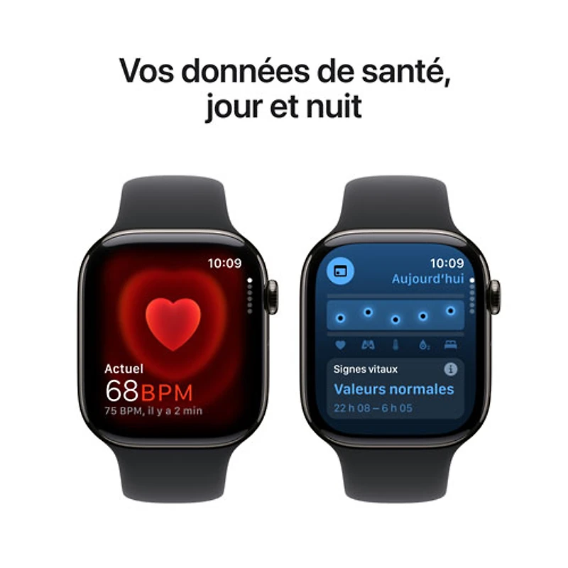 Apple Watch Series 10 (GPS + Cellular) 46mm Slate Titanium Case with Black Sport Band - Small/ Medium
