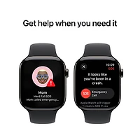 Apple Watch Series 10 (GPS + Cellular) 46mm Slate Titanium Case with Black Sport Band - Small/ Medium