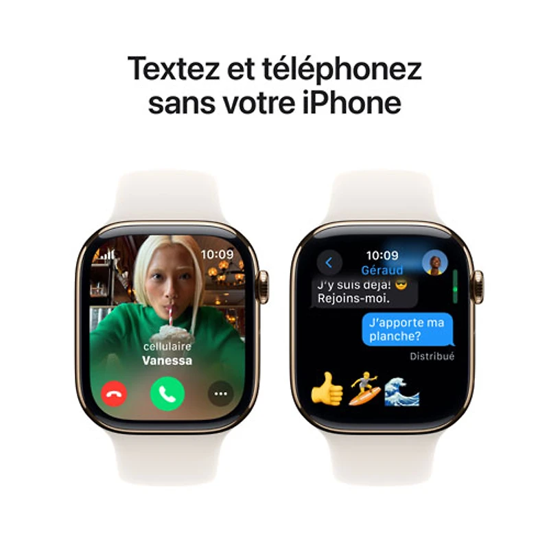Apple Watch Series 10 (GPS + cellulaire) avec boîtier de 46 mm en titane doré et bracelet sport Comète - Petit/Moyen