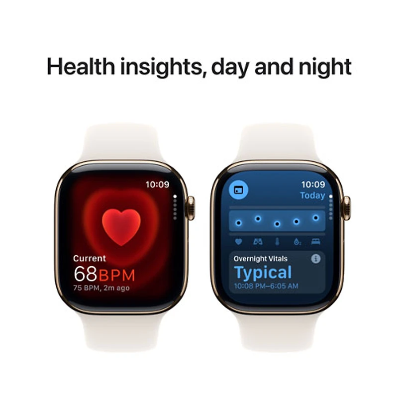 Apple Watch Series 10 (GPS + cellulaire) avec boîtier de 46 mm en titane doré et bracelet sport Comète - Petit/Moyen