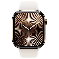 Apple Watch Series 10 (GPS + Cellular) 46mm Gold Titanium Case with Starlight Sport Band - Medium/Large
