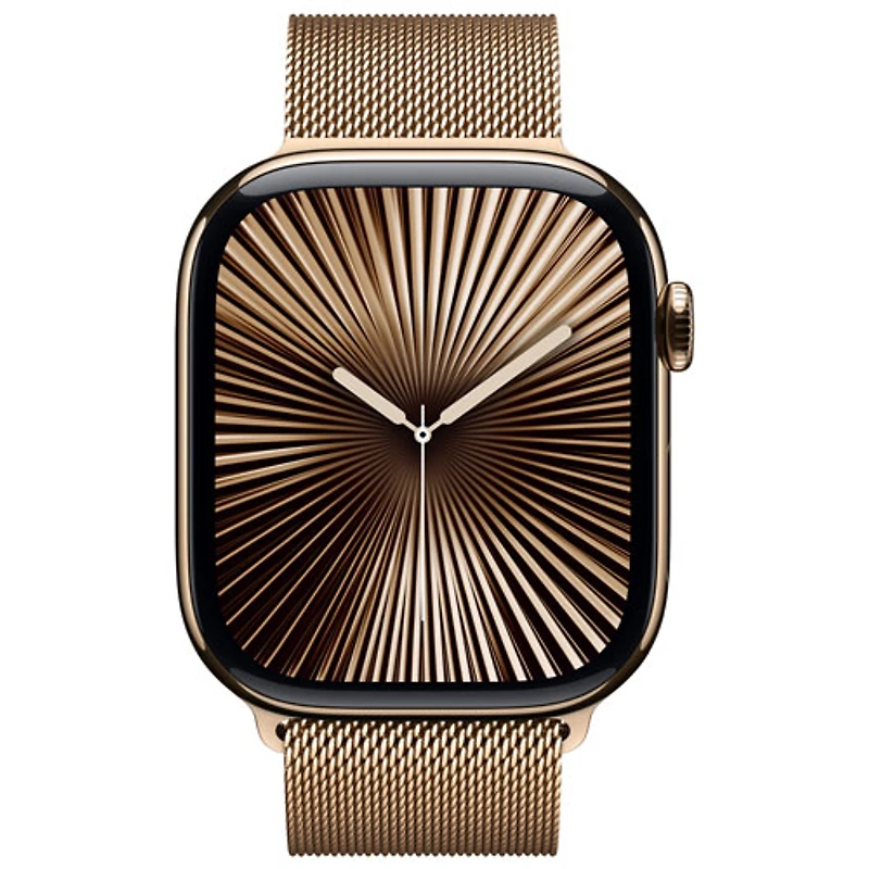 Apple Watch Series 10 (GPS + cellulaire) avec boîtier de 46 mm en titane or et bracelet milanais or - Moyen/Grand