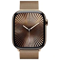 Apple Watch Series 10 (GPS + cellulaire) avec boîtier de 46 mm en titane or et bracelet milanais or - Moyen/Grand
