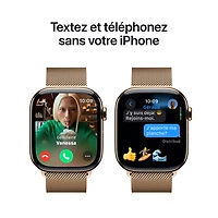 Apple Watch Series 10 (GPS + cellulaire) avec boîtier de 46 mm en titane or et bracelet milanais or - Moyen/Grand