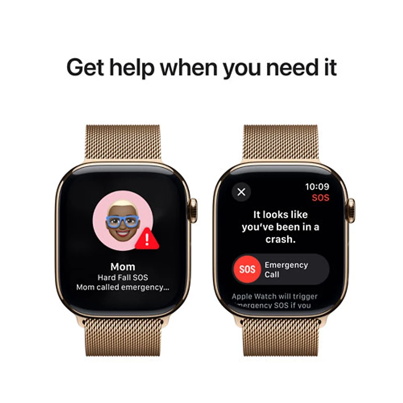 Apple Watch Series 10 (GPS + cellulaire) avec boîtier de 46 mm en titane or et bracelet milanais or - Moyen/Grand