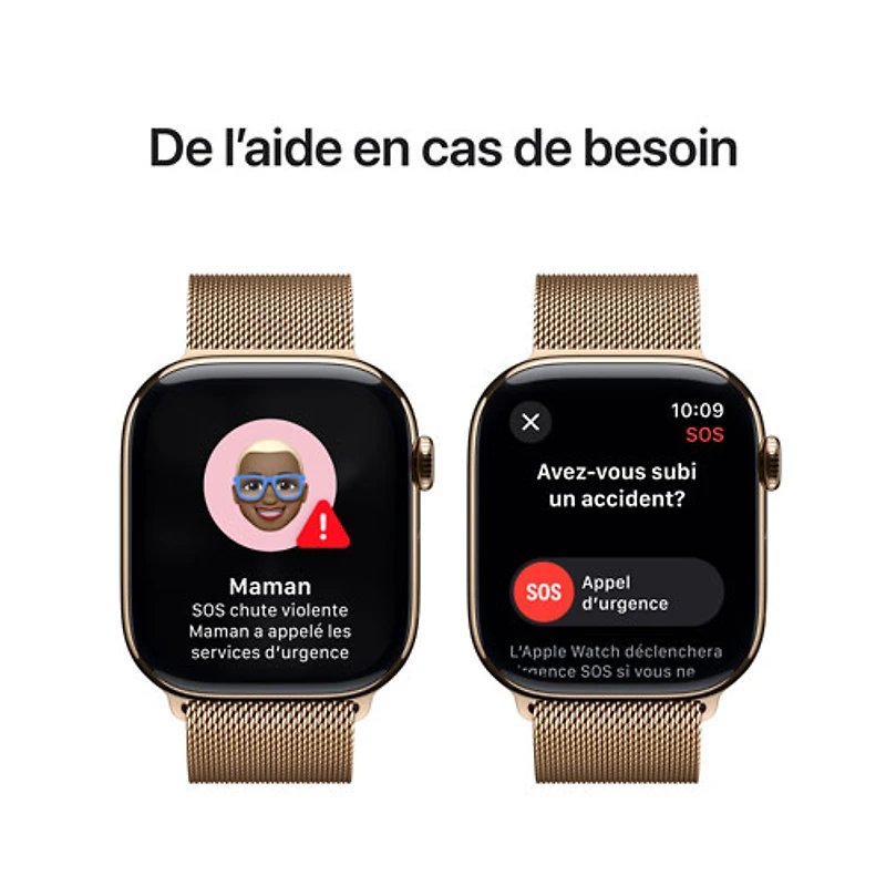 Apple Watch Series 10 (GPS + cellulaire) avec boîtier de 46 mm en titane or et bracelet milanais or - Moyen/Grand