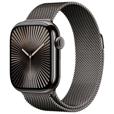 Apple Watch Series 10 (GPS + cellulaire) avec boîtier de 42 mm en titane ardoise et bracelet milanais ardoise - Moyen/Grand