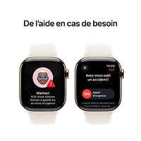 Apple Watch Series 10 (GPS + cellulaire) avec boîtier de 42 mm en titane doré et bracelet sport Comète - Petit/Moyen