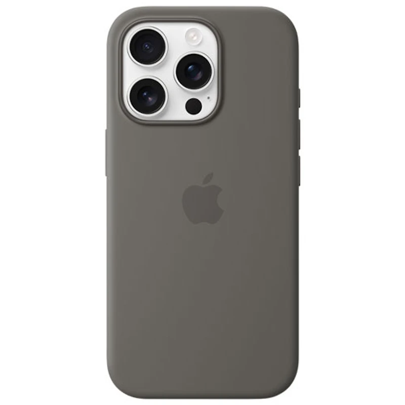 Étui rigide ajusté en silicone avec MagSafe d'Apple pour iPhone 16 Pro - Gris pierre