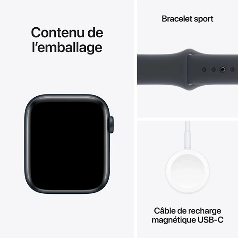 Apple Watch SE (GPS) avec boîtier de mm en aluminium minuit et bracelet sport minuit