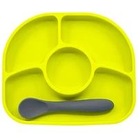 Ensemble avec assiette et cuillère en silicone Yumi de bbluv - Lime