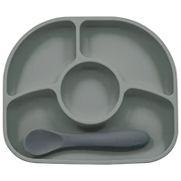 bbluv Yumi Silicone Plate and Spoon Set - Grey