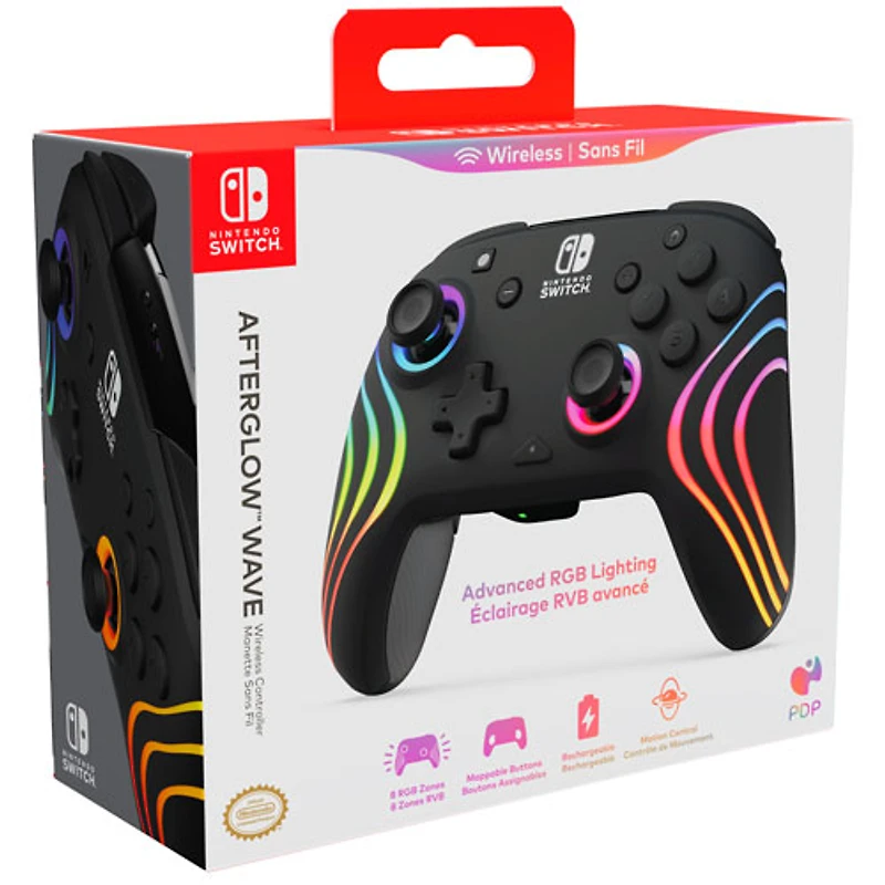 PDP Afterglow Wave RGB Wireless Controller for Switch - Black