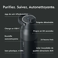 LARQ PureVis 2 680ml (23oz.) Self-Cleaning Insulated Stainless Steel Water Bottle with Smart Sensor - Black