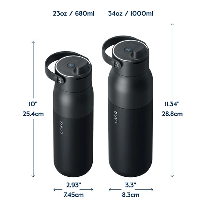 LARQ PureVis 2 680ml (23oz.) Self-Cleaning Insulated Stainless Steel Water Bottle with Smart Sensor - Black