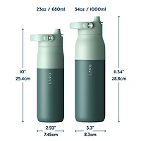 Bouteille d'eau de 680 ml (23 oz) PureVis 2 autonettoyante en acier inoxydable isotherme avec capteur intelligent de LARQ - Vert
