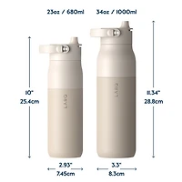 Bouteille d'eau de 680 ml (23 oz) PureVis 2 autonettoyante en acier inoxydable isotherme avec capteur intelligent de LARQ - Beige