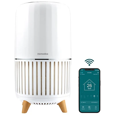 HoMedics T200 3-In-1 Smart Wi-Fi Enabled Air Purifier with HEPA Filter