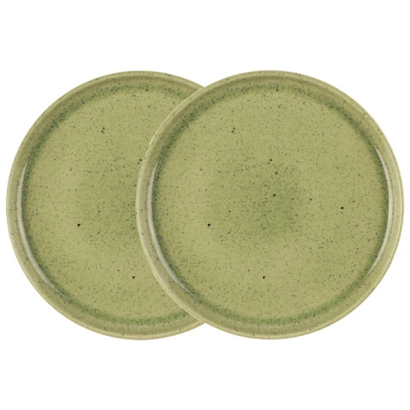 Assiette de présentation en grès Uno de Mesa Ceramics - 2 pièces - Vert tacheté