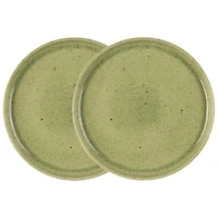 Assiette de présentation en grès Uno de Mesa Ceramics - 2 pièces - Vert tacheté