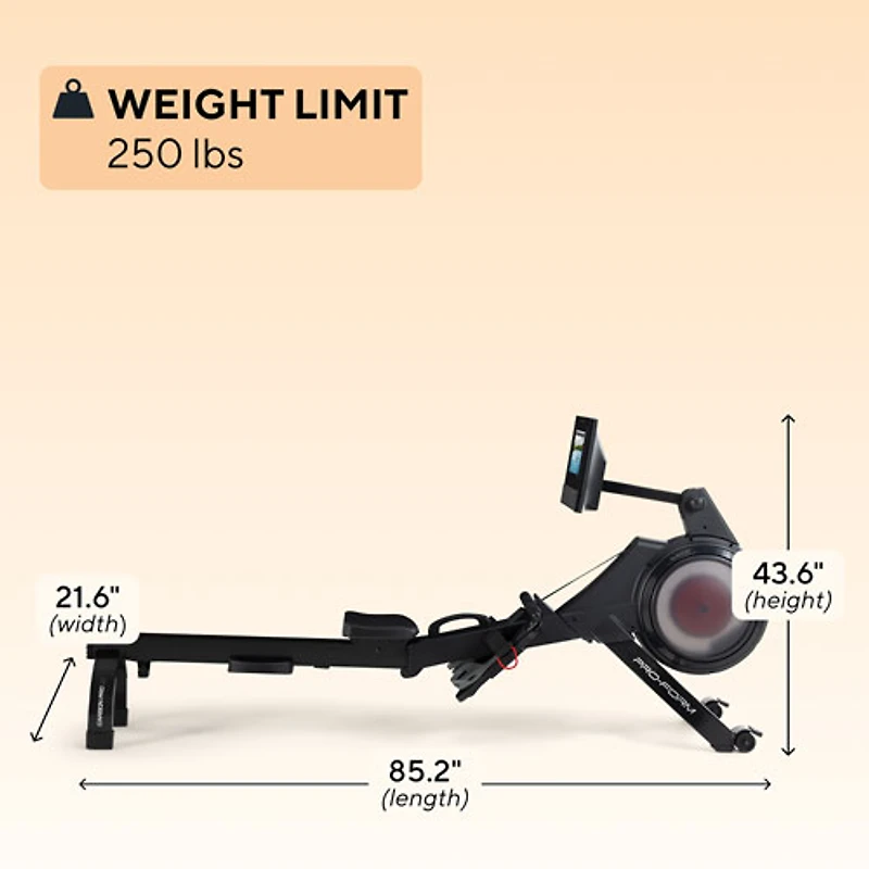 Rameur Carbon Pro10 de ProForm avec écran tactile de 10 po
