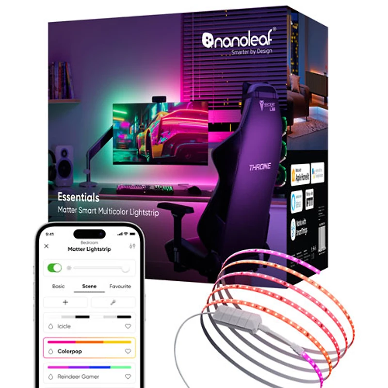Nanoleaf Essentials Matter 5m (16.4ft.) Smart LED Lightstrip - Smarter Kit - Multi-Colour