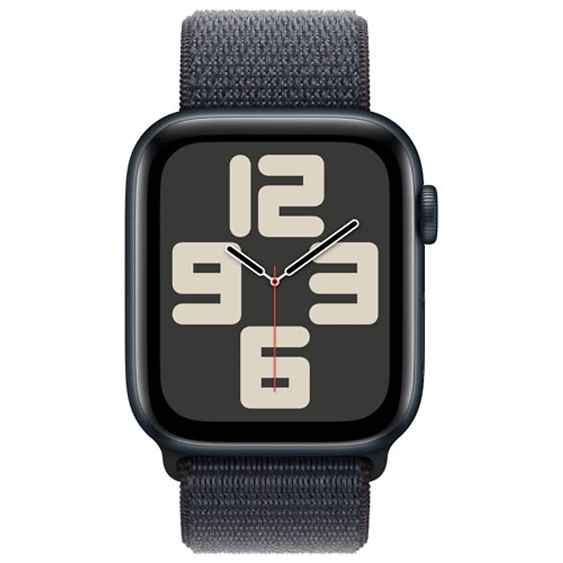 Apple Watch SE (GPS) de 44 mm avec boîtier en aluminium minuit et bracelet sport à rabat encre