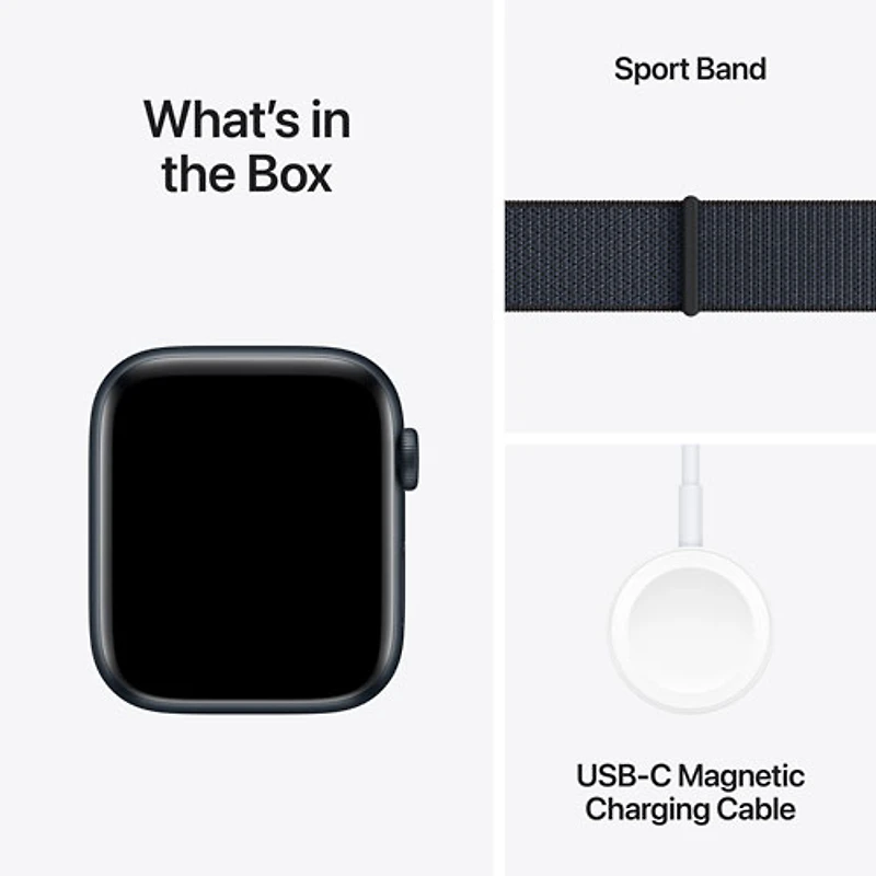 Apple Watch SE (GPS) de 44 mm avec boîtier en aluminium minuit et bracelet sport à rabat encre