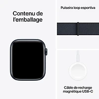 Apple Watch SE (GPS) de 44 mm avec boîtier en aluminium minuit et bracelet sport à rabat encre