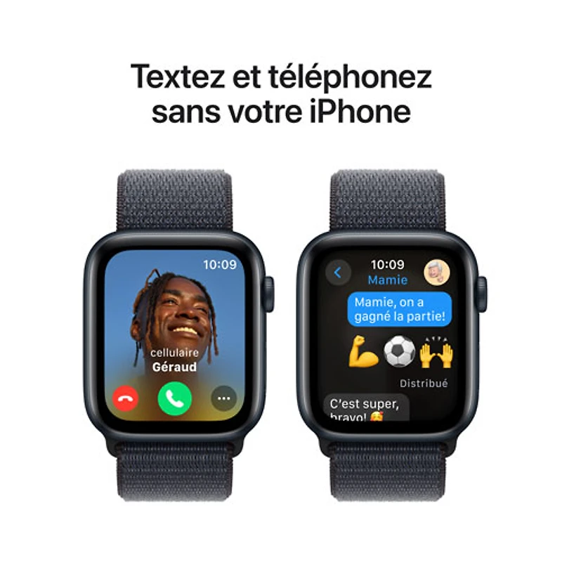 Apple Watch SE (GPS) de 44 mm avec boîtier en aluminium minuit et bracelet sport à rabat encre