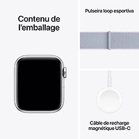 Apple Watch SE (GPS) de 40 mm avec boîtier en aluminium argenté et bracelet sport à rabat nuage bleu