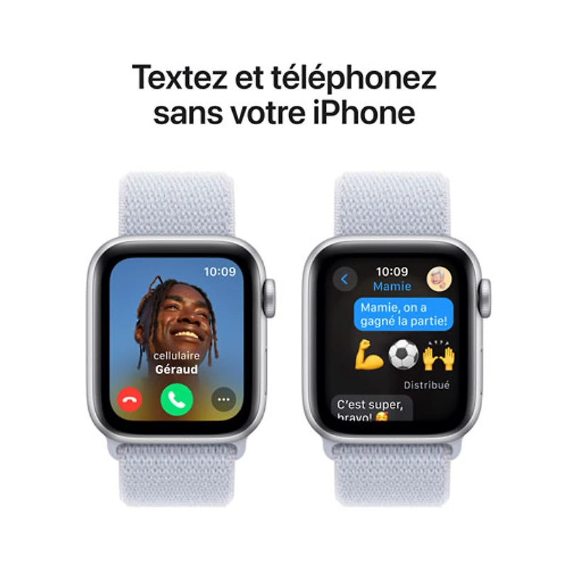 Apple Watch SE (GPS) de 40 mm avec boîtier en aluminium argenté et bracelet sport à rabat nuage bleu