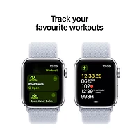 Apple Watch SE (GPS) de 40 mm avec boîtier en aluminium argenté et bracelet sport à rabat nuage bleu