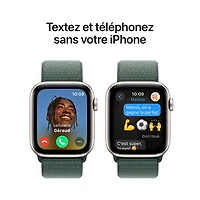 Apple Watch SE (GPS) de 44 mm avec boîtier en aluminium comète et bracelet sport à rabat vert lacustre