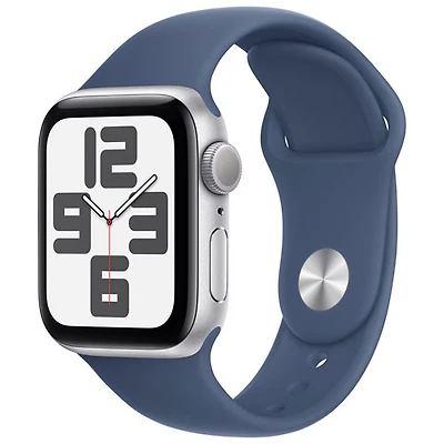 Apple Watch SE (GPS) 40mm Silver Aluminum Case with Denim Sport Band - Medium/Large