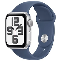 Apple Watch SE (GPS) 40mm Silver Aluminum Case with Denim Sport Band - Medium/Large