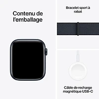 Apple Watch SE (GPS + Cellular) de 44 mm avec boîtier en aluminium minuit et bracelet sport à rabat encre
