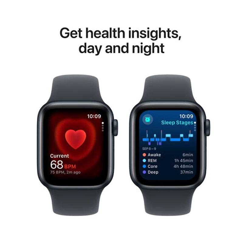 Apple Watch SE (GPS + Cellular) de 40 mm avec boîtier en aluminium minuit et bracelet sport minuit - Petit/Moyen