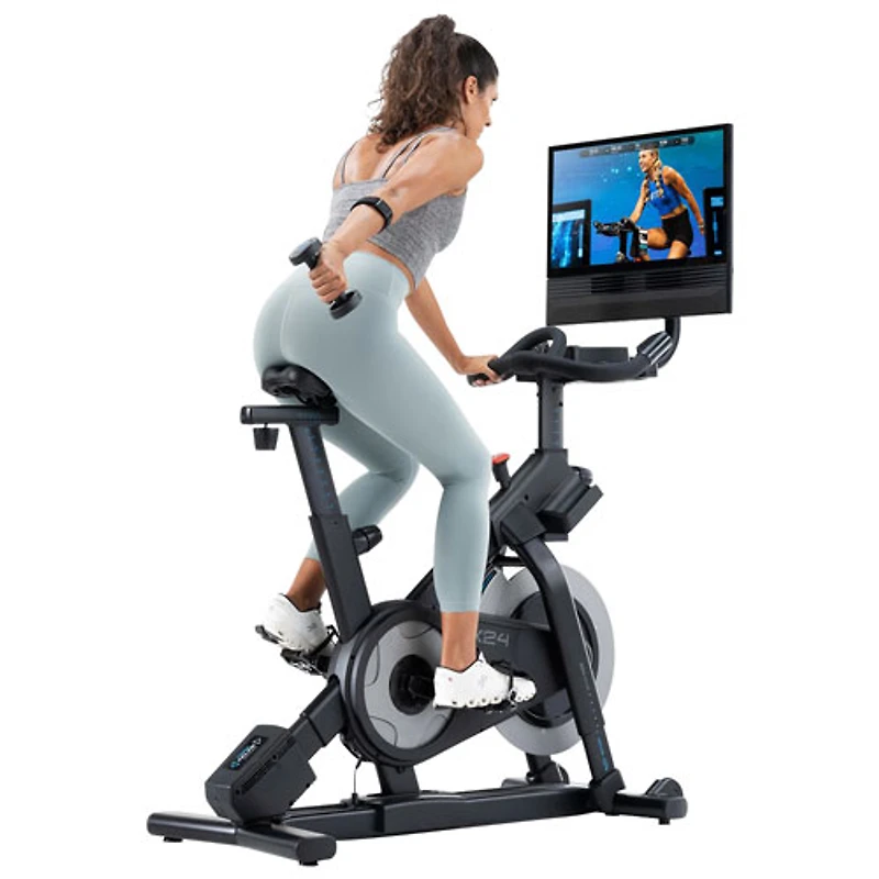 NordicTrack X24 Stationary Spin Bike w/ Pivoting 24" Touchscreen Display