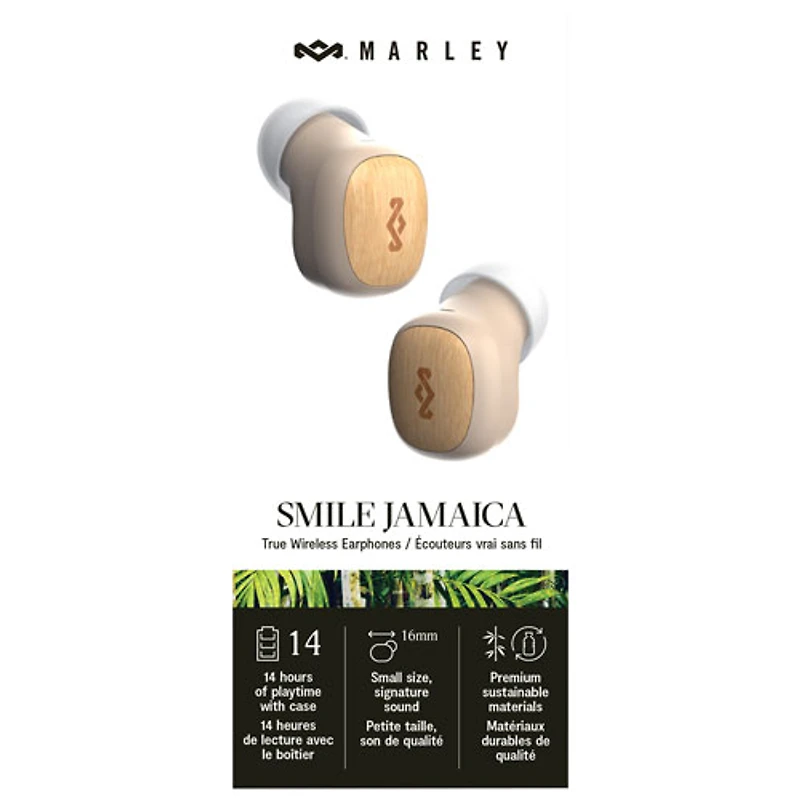 Écouteurs boutons 100 % sans fil à isolation sonore Smile Jamaica de House Of Marley - Crème