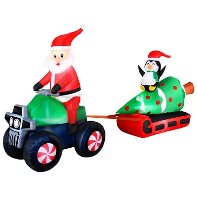 Occasions - Décoration pour Noël de 3,66 m (12 pi) : Père Noël en VTT gonflable tirant un sapin