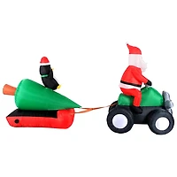 Occasions - Décoration pour Noël de 3,66 m (12 pi) : Père Noël en VTT gonflable tirant un sapin