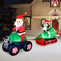 Occasions - Décoration pour Noël de 3,66 m (12 pi) : Père Noël en VTT gonflable tirant un sapin