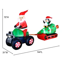 Occasions - Décoration pour Noël de 3,66 m (12 pi) : Père Noël en VTT gonflable tirant un sapin