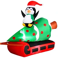Occasions - Décoration pour Noël de 3,66 m (12 pi) : Père Noël en VTT gonflable tirant un sapin