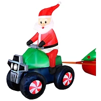 Occasions - Décoration pour Noël de 3,66 m (12 pi) : Père Noël en VTT gonflable tirant un sapin