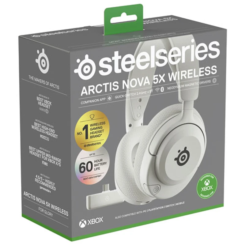 SteelSeries Arctis Nova 5X Wireless Gaming Headset for XBOX/PC/PlayStation/Switch - White